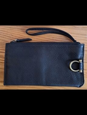 NWOT Sapahn Black Leather Casual Everyday Boho Wristlet Purse w/ Built-In Wallet
